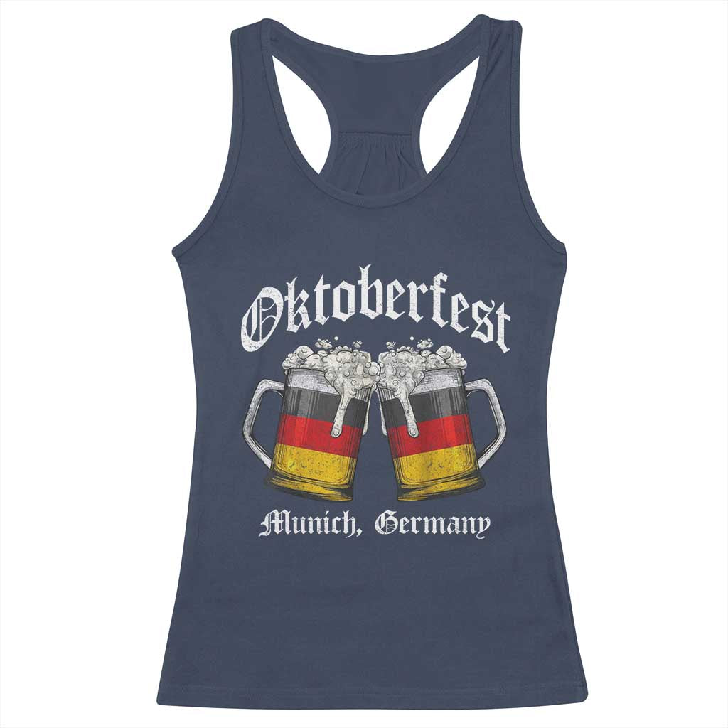 Vintage Oktoberfest Munich Racerback Tank Top Prost Beer Germany Flag Drinking TS10 Navy Print Your Wear