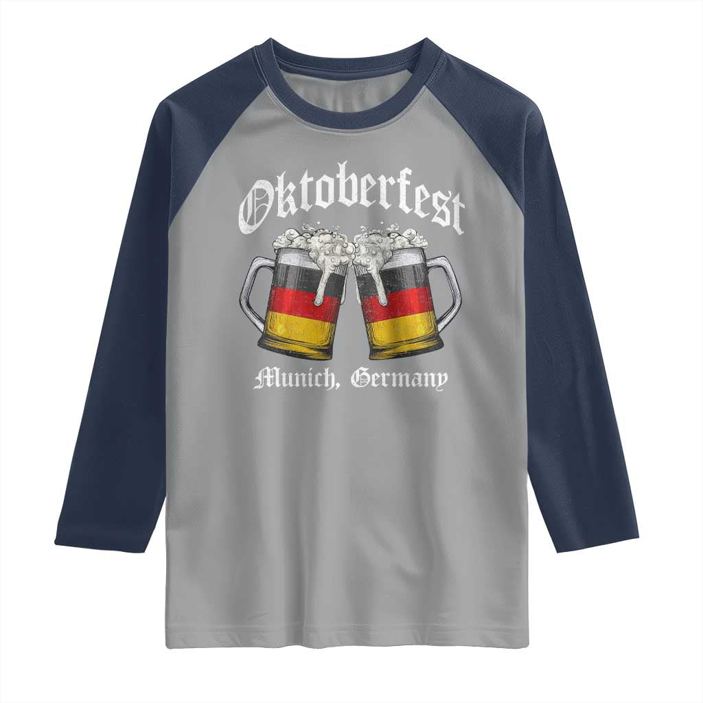 Vintage Oktoberfest Munich Raglan Shirt Prost Beer Germany Flag Drinking TS10 Sport Gray Navy Print Your Wear