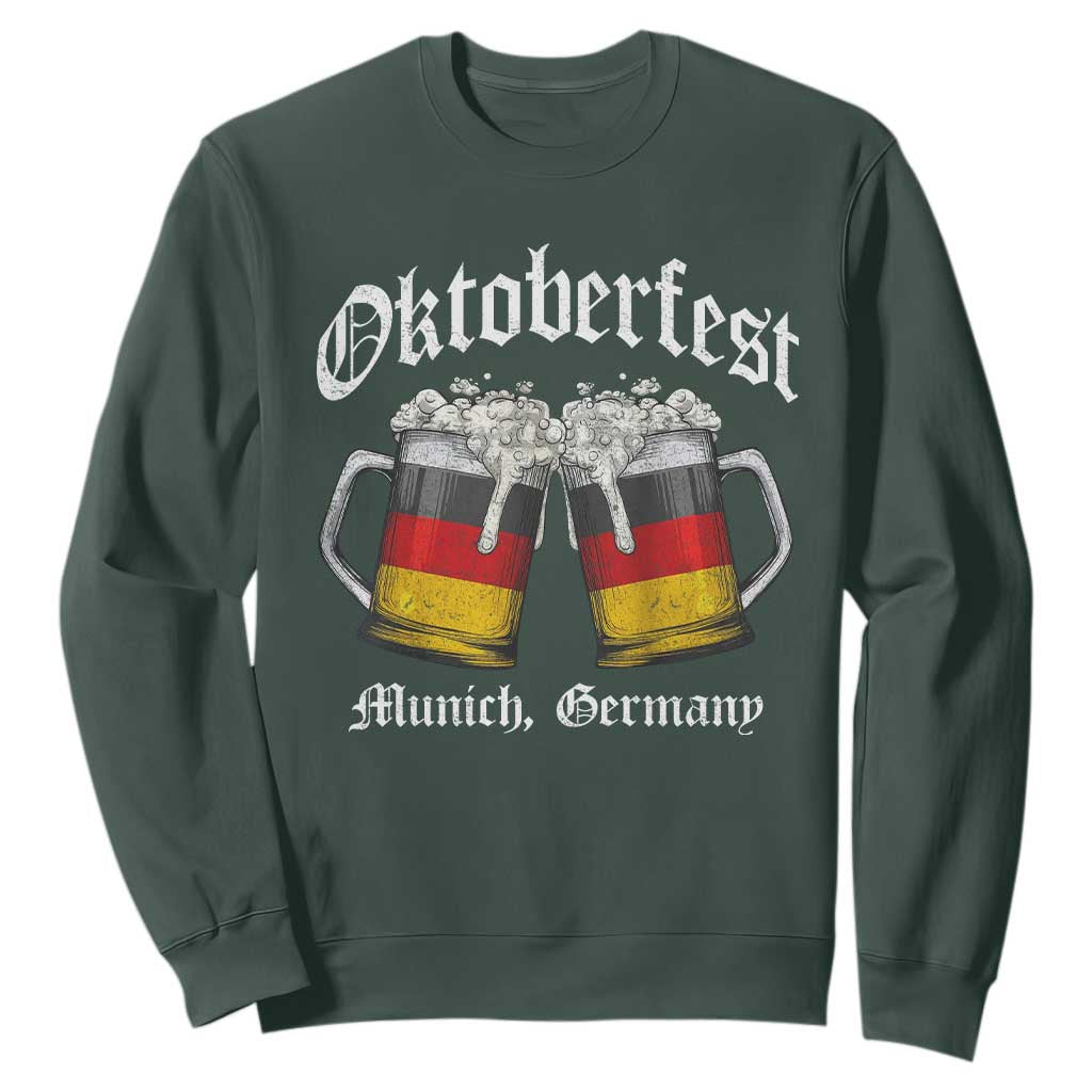 Vintage Oktoberfest Munich Sweatshirt Prost Beer Germany Flag Drinking TS10 Dark Forest Green Print Your Wear