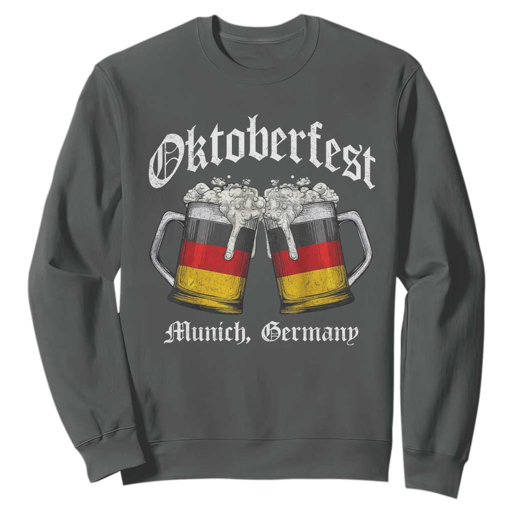 Vintage Oktoberfest Munich Sweatshirt Prost Beer Germany Flag Drinking TS10 Dark Heather Print Your Wear
