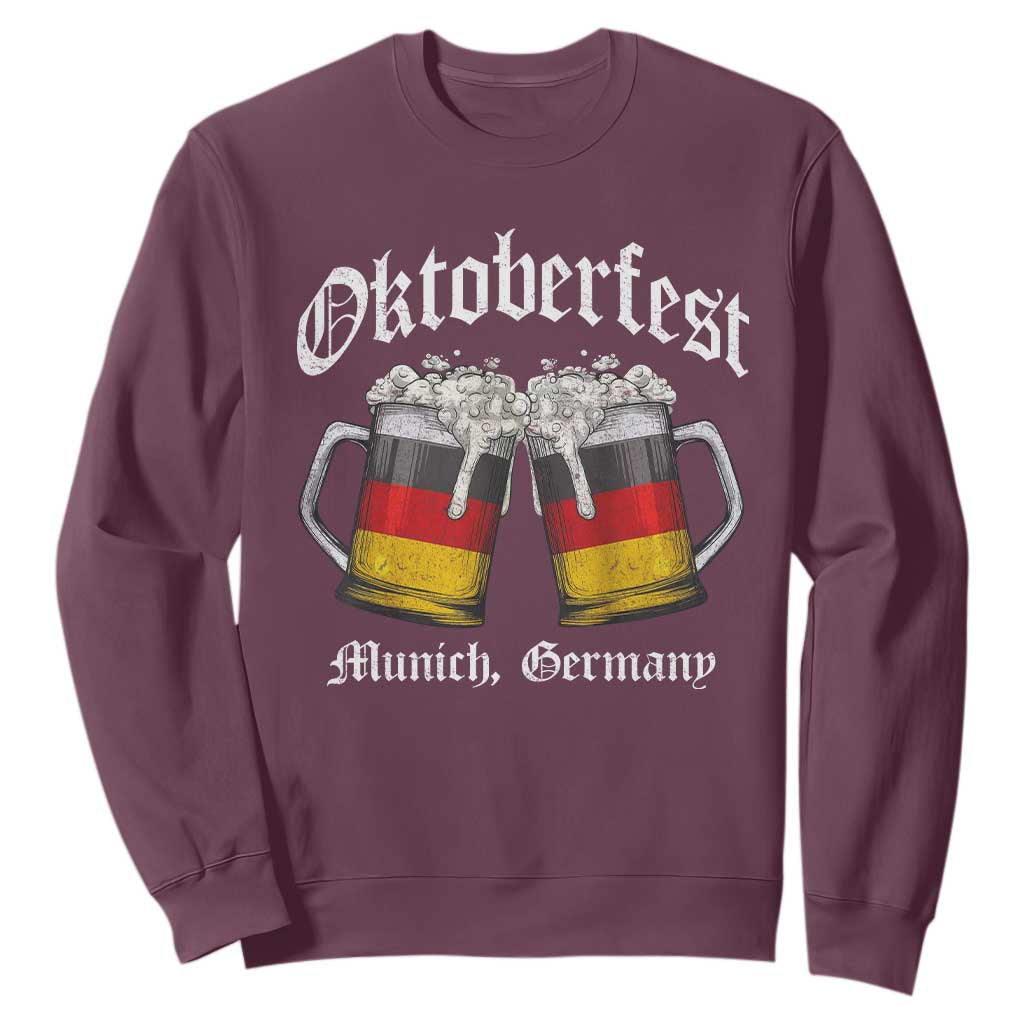Vintage Oktoberfest Munich Sweatshirt Prost Beer Germany Flag Drinking TS10 Maroon Print Your Wear