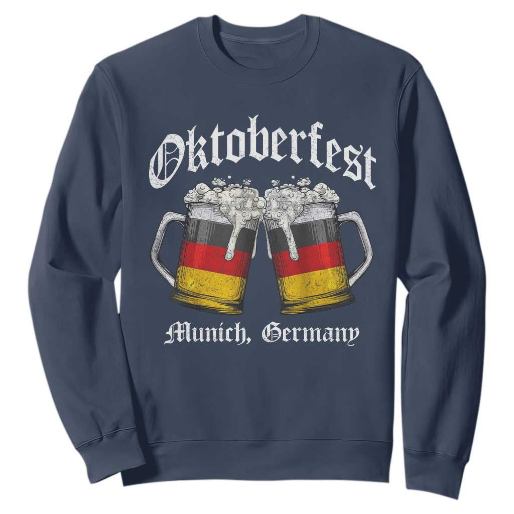 Vintage Oktoberfest Munich Sweatshirt Prost Beer Germany Flag Drinking TS10 Navy Print Your Wear