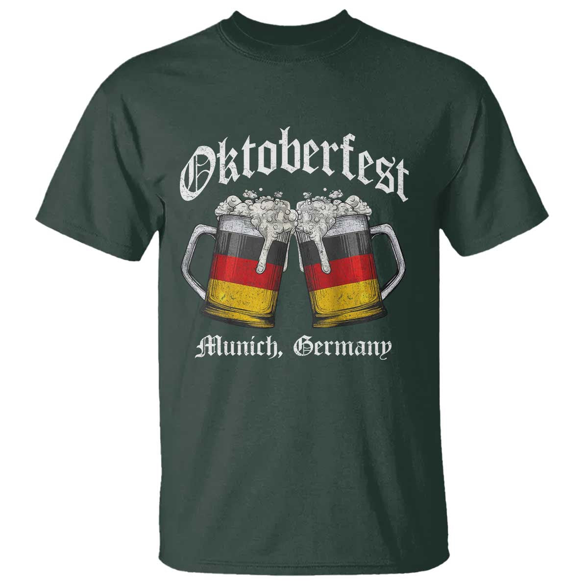 Vintage Oktoberfest Munich T Shirt Prost Beer Germany Flag Drinking TS10 Dark Forest Green Print Your Wear