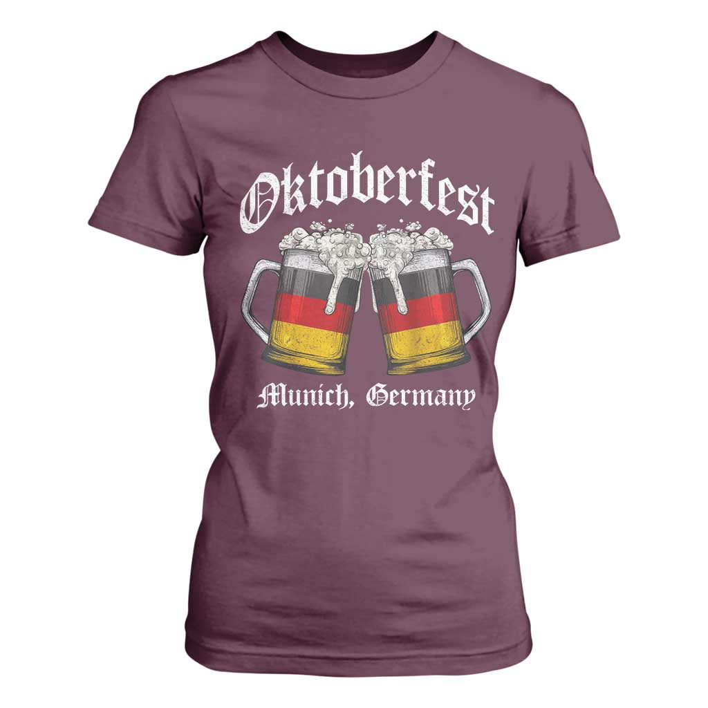 Vintage Oktoberfest Munich T Shirt For Women Prost Beer Germany Flag Drinking TS10 Maroon Print Your Wear
