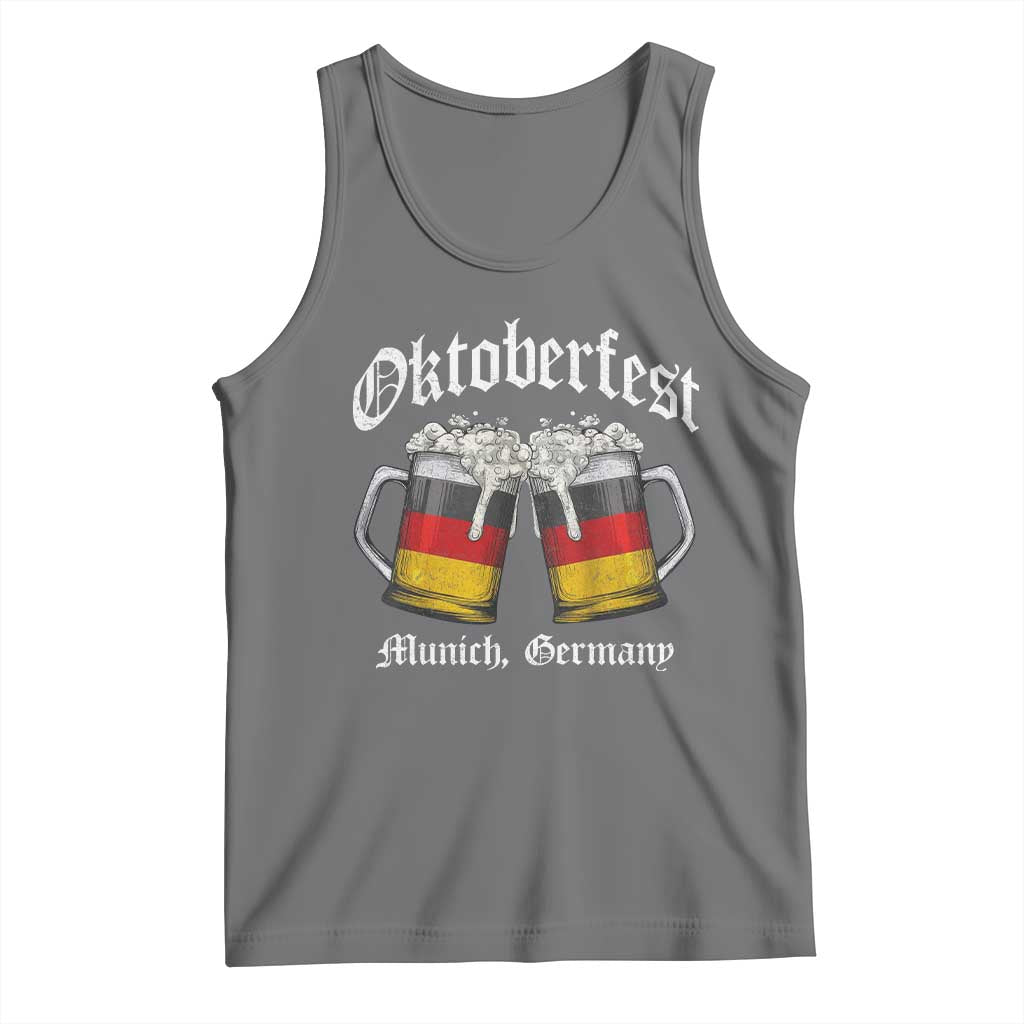 Vintage Oktoberfest Munich Tank Top Prost Beer Germany Flag Drinking TS10 Black Heather Print Your Wear