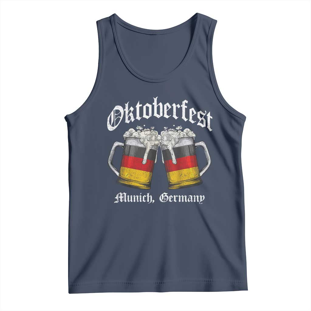 Vintage Oktoberfest Munich Tank Top Prost Beer Germany Flag Drinking TS10 Navy Print Your Wear