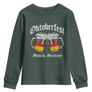 Vintage Oktoberfest Munich Youth Sweatshirt Prost Beer Germany Flag Drinking TS10 Dark Forest Green Print Your Wear
