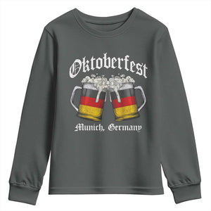 Vintage Oktoberfest Munich Youth Sweatshirt Prost Beer Germany Flag Drinking TS10 Dark Heather Print Your Wear