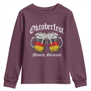 Vintage Oktoberfest Munich Youth Sweatshirt Prost Beer Germany Flag Drinking TS10 Maroon Print Your Wear