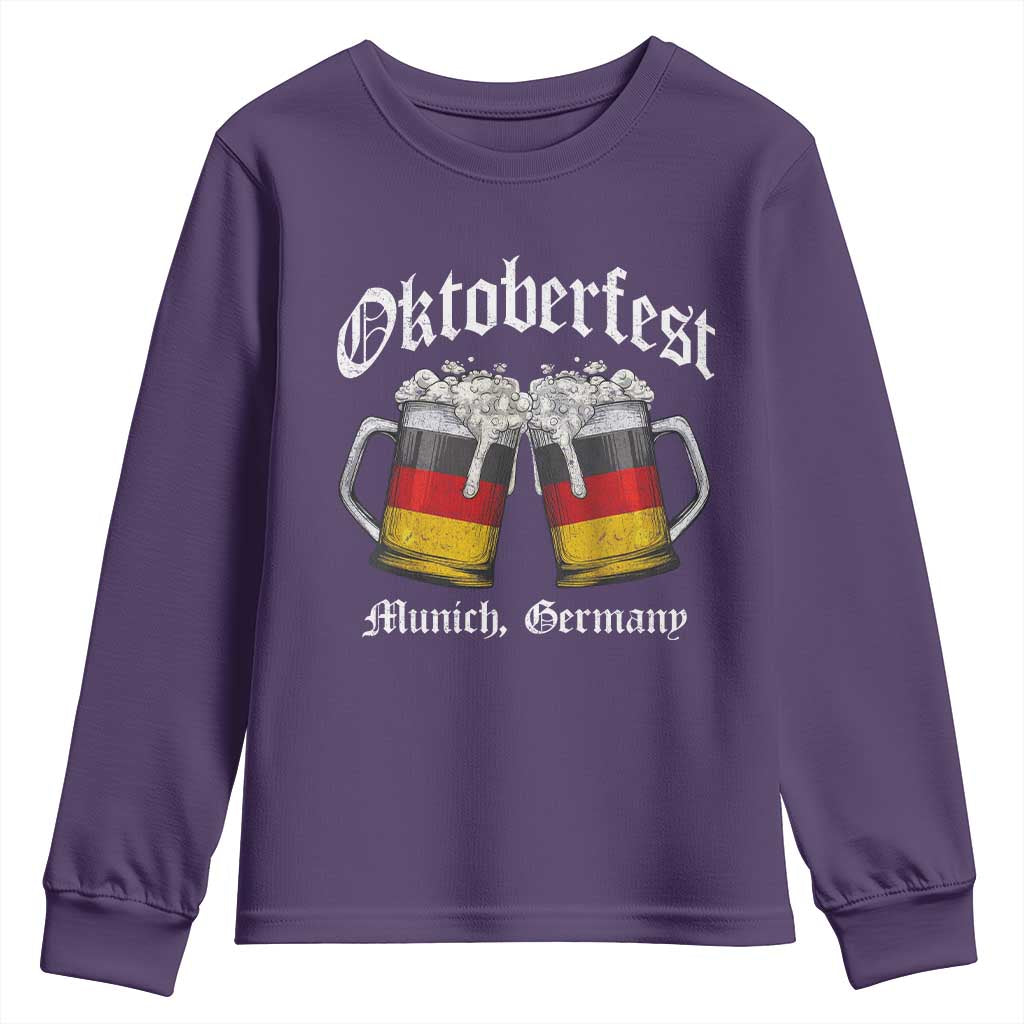 Vintage Oktoberfest Munich Youth Sweatshirt Prost Beer Germany Flag Drinking TS10 Purple Print Your Wear