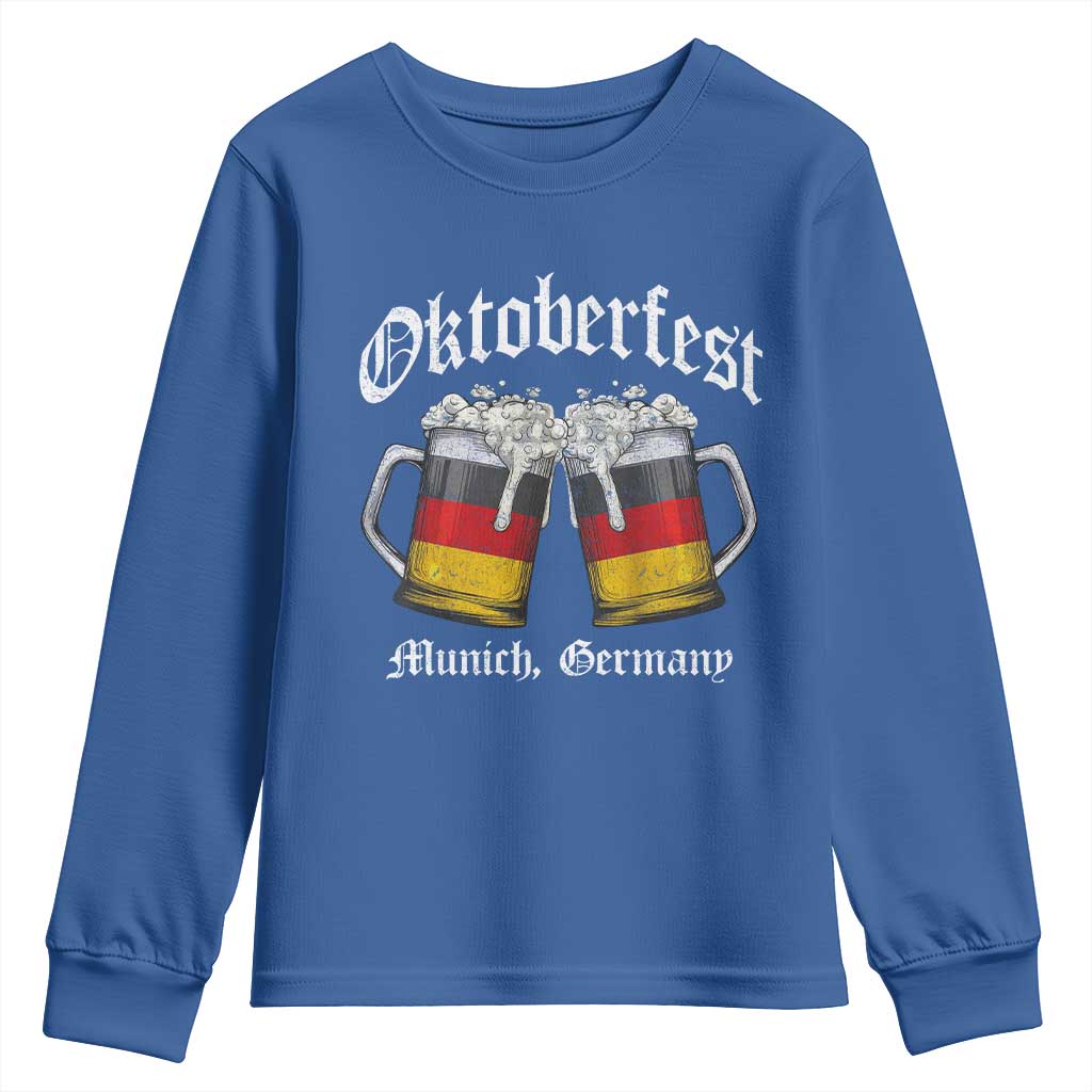 Vintage Oktoberfest Munich Youth Sweatshirt Prost Beer Germany Flag Drinking TS10 Royal Blue Print Your Wear
