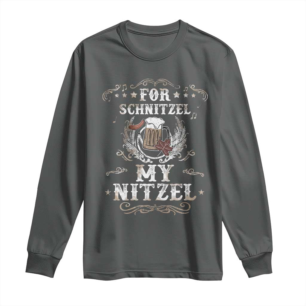 Funny Oktoberfest Long Sleeve Shirt For Schnitzel My Nitzel Octoberfest German Beer Wurst TS10 Dark Heather Print Your Wear