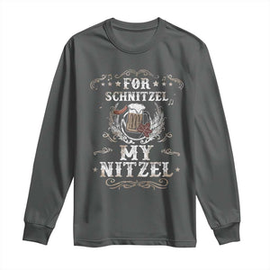 Funny Oktoberfest Long Sleeve Shirt For Schnitzel My Nitzel Octoberfest German Beer Wurst TS10 Dark Heather Print Your Wear