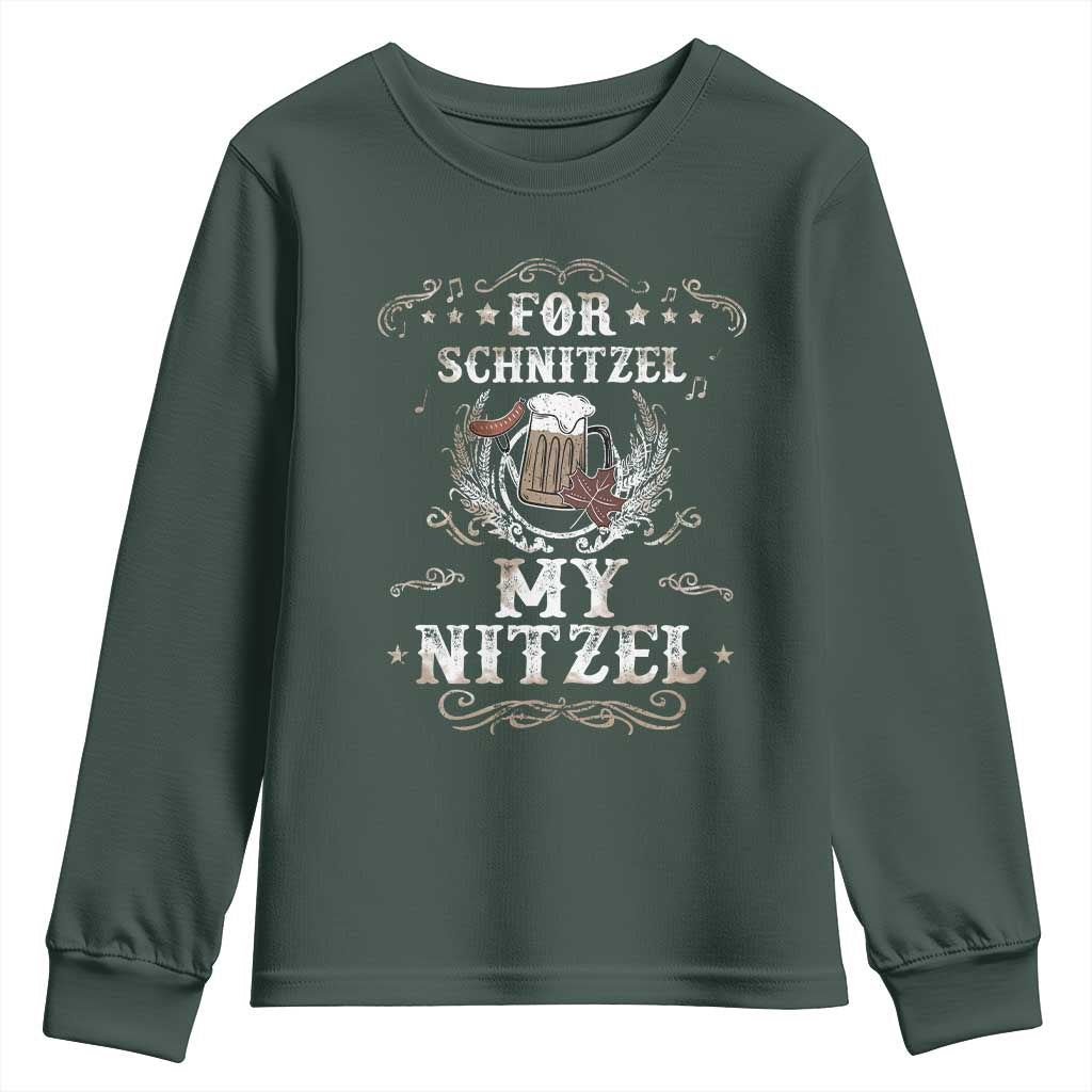 Funny Oktoberfest Youth Sweatshirt For Schnitzel My Nitzel Octoberfest German Beer Wurst TS10 Dark Forest Green Print Your Wear