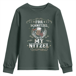 Funny Oktoberfest Youth Sweatshirt For Schnitzel My Nitzel Octoberfest German Beer Wurst TS10 Dark Forest Green Print Your Wear