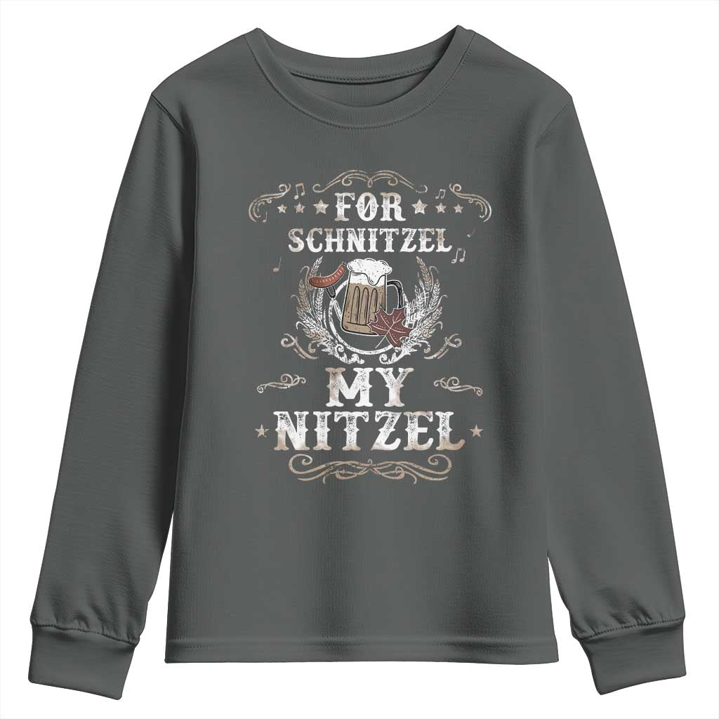 Funny Oktoberfest Youth Sweatshirt For Schnitzel My Nitzel Octoberfest German Beer Wurst TS10 Dark Heather Print Your Wear