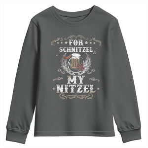Funny Oktoberfest Youth Sweatshirt For Schnitzel My Nitzel Octoberfest German Beer Wurst TS10 Dark Heather Print Your Wear