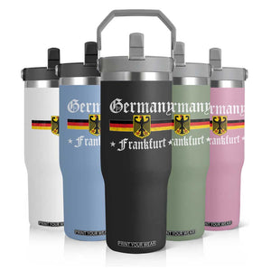 Germany Frankfurt Flip Straw Tumbler Retro Vintage German Flag Tourist Souvenir Gift TS10 Print Your Wear