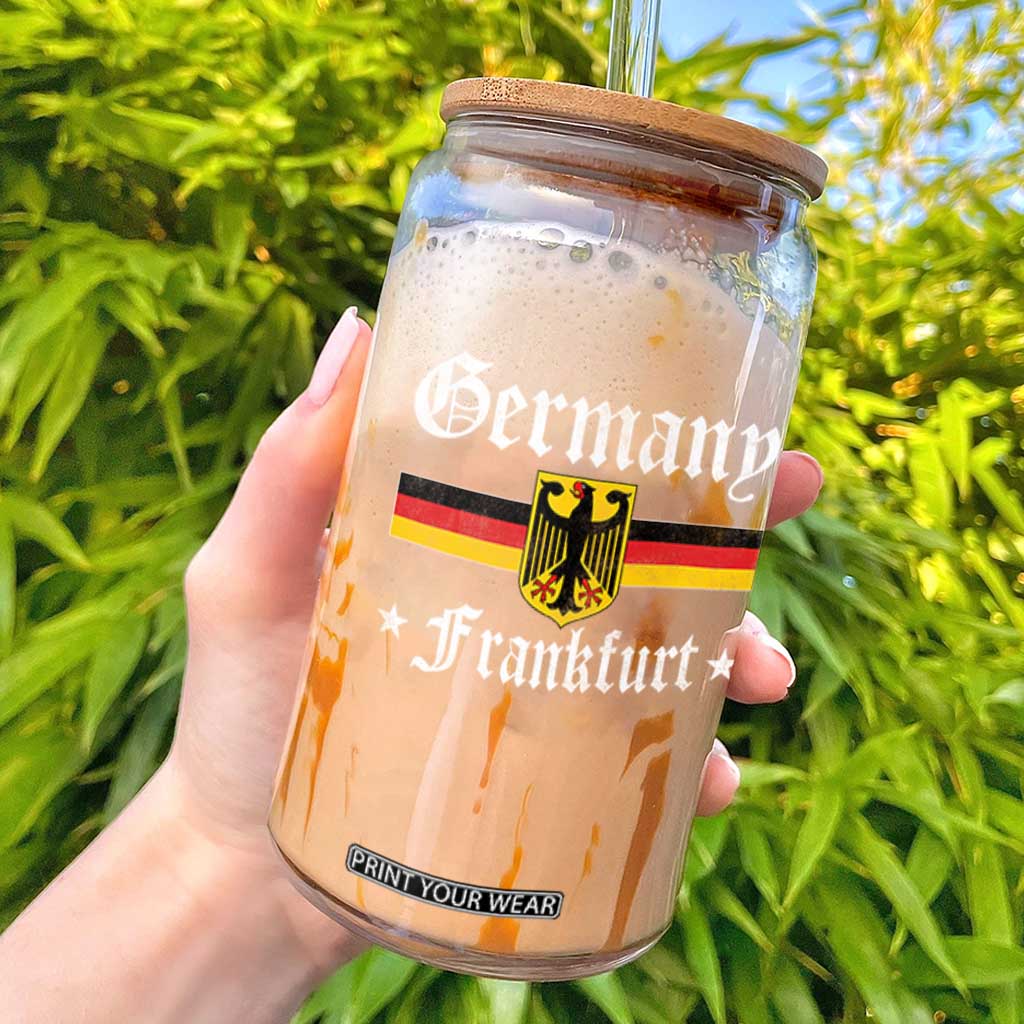 Germany Frankfurt Glass Can Retro Vintage German Flag Tourist Souvenir Gift TS10 Black Print Your Wear
