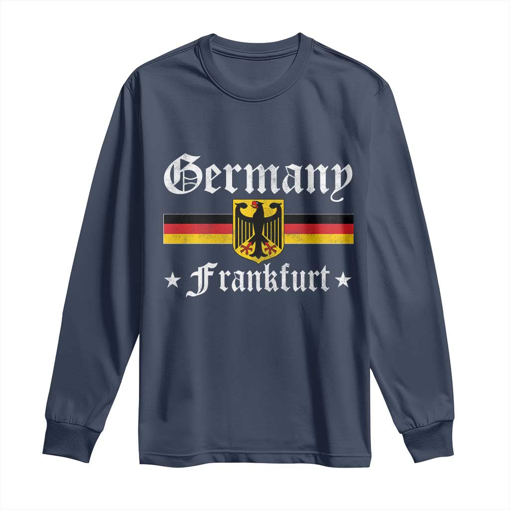 Germany Frankfurt Long Sleeve Shirt Retro Vintage German Flag Tourist Souvenir Gift TS10 Navy Print Your Wear