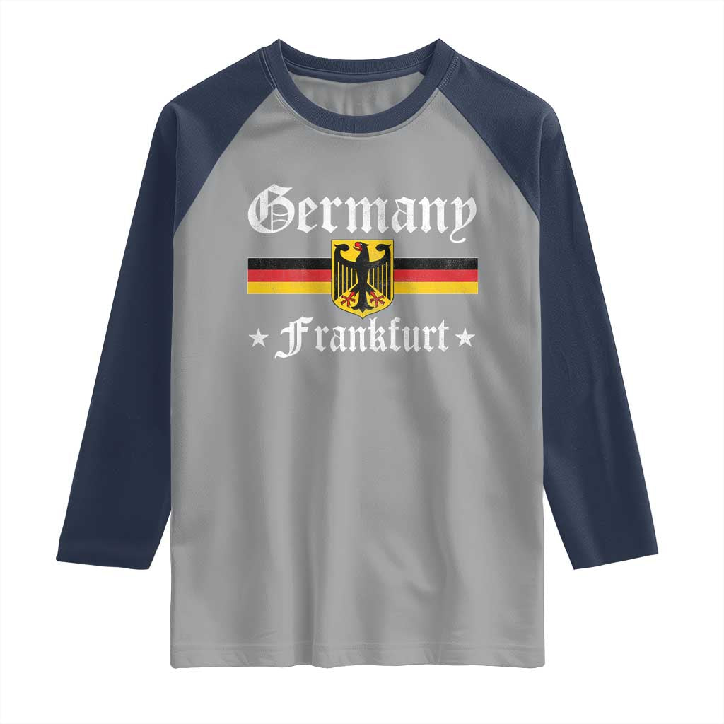 Germany Frankfurt Raglan Shirt Retro Vintage German Flag Tourist Souvenir Gift TS10 Sport Gray Navy Print Your Wear