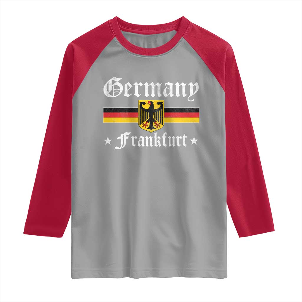 Germany Frankfurt Raglan Shirt Retro Vintage German Flag Tourist Souvenir Gift TS10 Sport Gray Red Print Your Wear