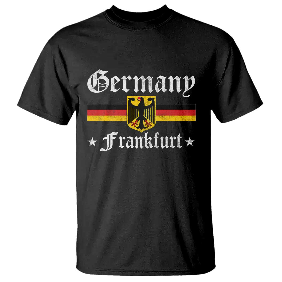 Germany Frankfurt T Shirt - Retro Vintage German Flag Tourist Souvenir Gift Tee TS10 Black Print Your Wear