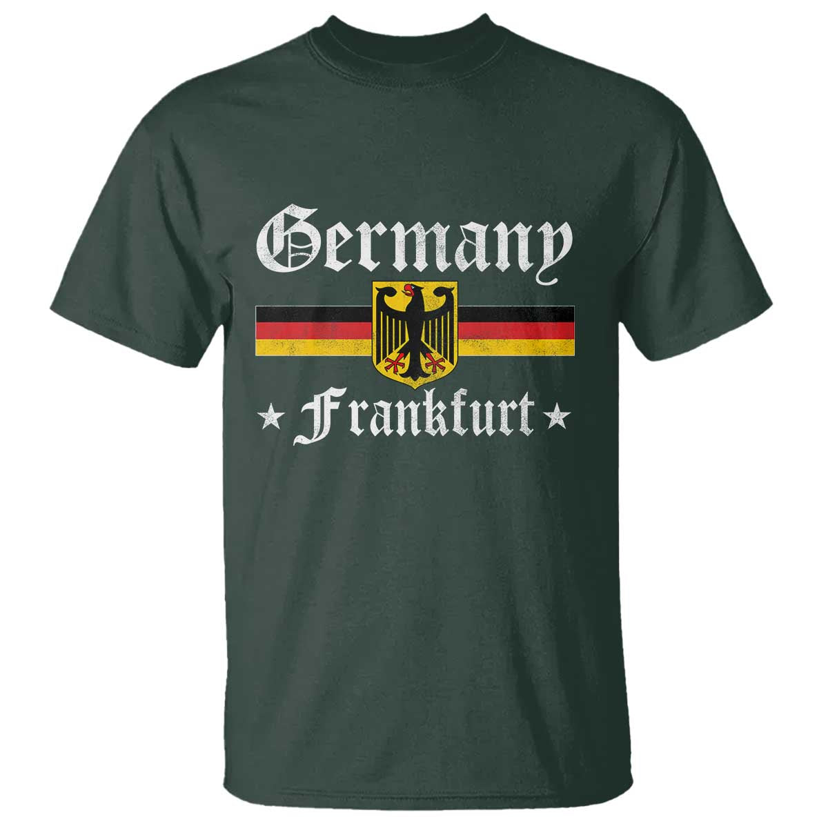 Germany Frankfurt T Shirt - Retro Vintage German Flag Tourist Souvenir Gift Tee TS10 Dark Forest Green Print Your Wear