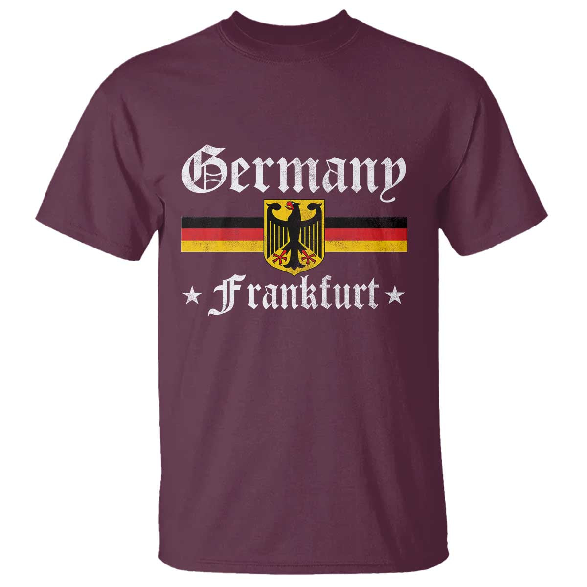 Germany Frankfurt T Shirt - Retro Vintage German Flag Tourist Souvenir Gift Tee TS10 Maroon Print Your Wear