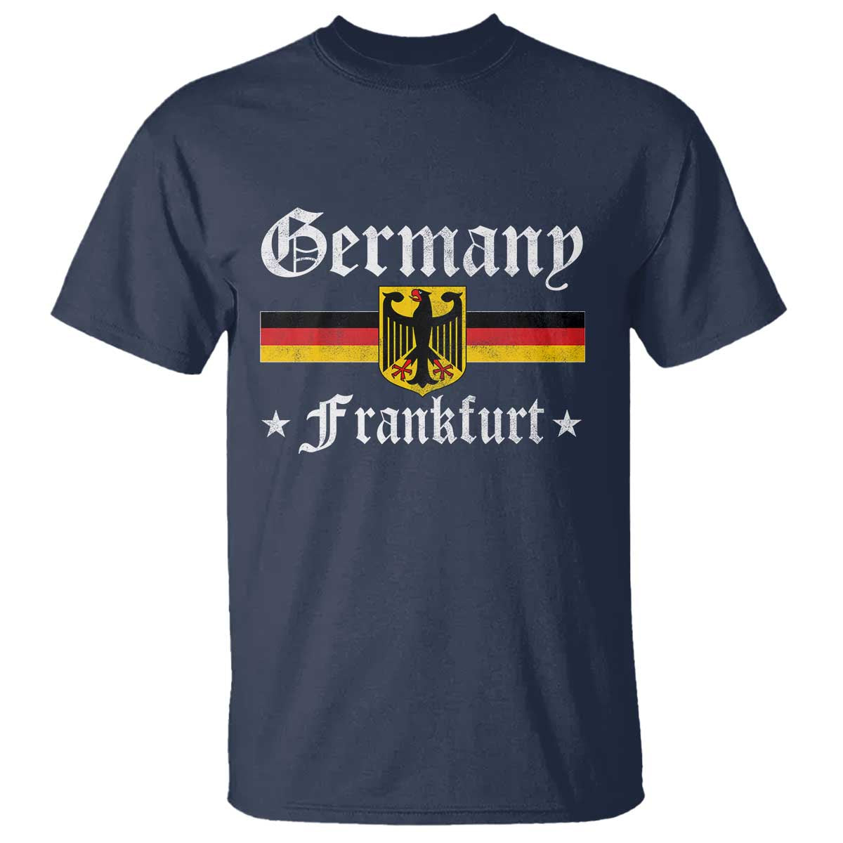 Germany Frankfurt T Shirt - Retro Vintage German Flag Tourist Souvenir Gift Tee TS10 Navy Print Your Wear