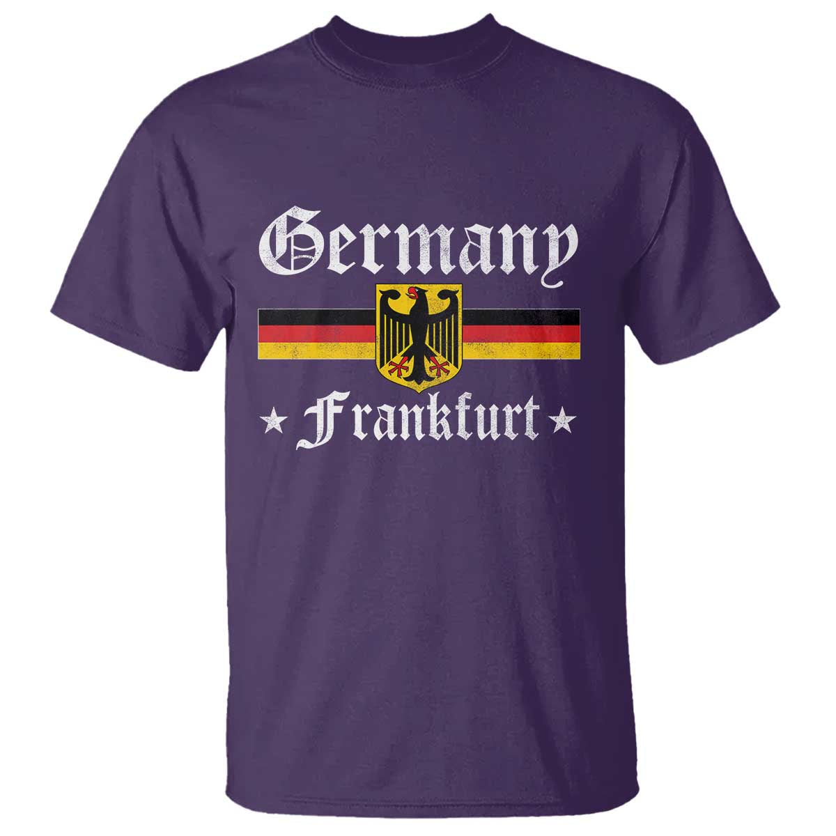 Germany Frankfurt T Shirt - Retro Vintage German Flag Tourist Souvenir Gift Tee TS10 Purple Print Your Wear