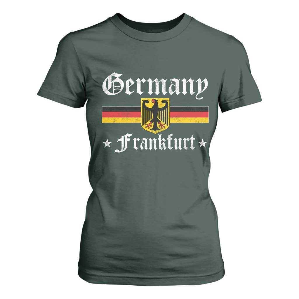 Germany Frankfurt T Shirt For Women Retro Vintage German Flag Tourist Souvenir Gift TS10 Dark Forest Green Print Your Wear