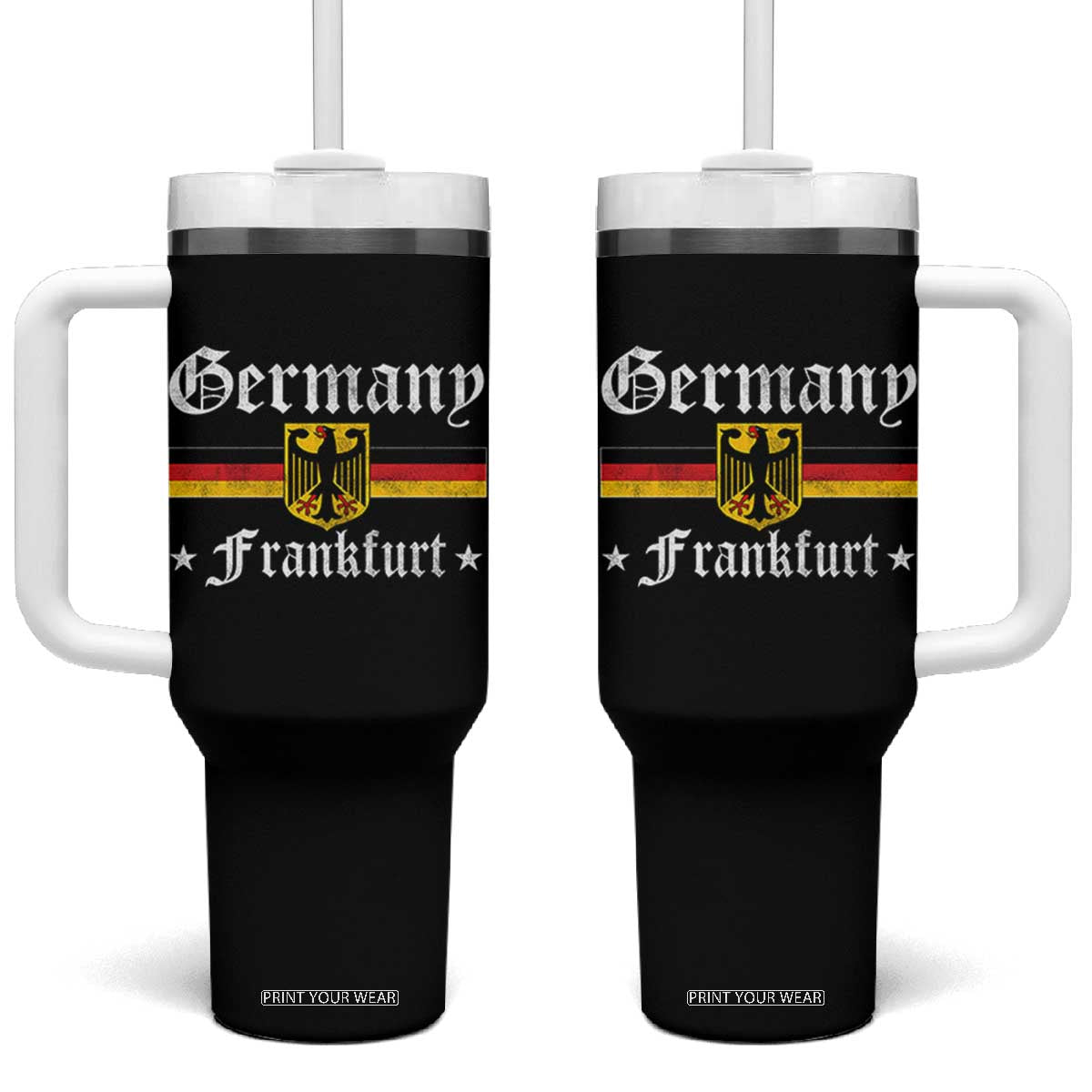 Germany Frankfurt Tumbler With Handle Retro Vintage German Flag Tourist Souvenir Gift TS10 One Size: 40 oz Black Print Your Wear