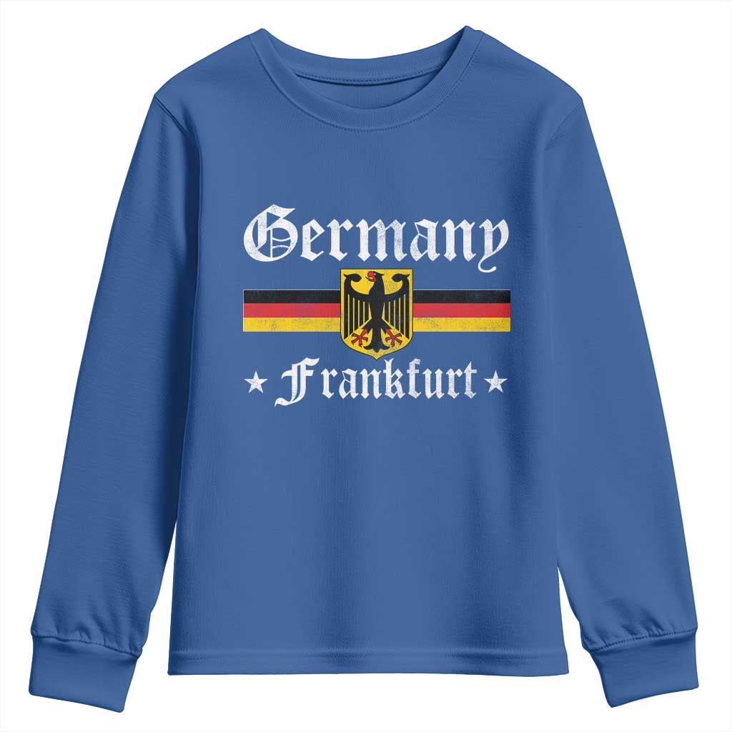 Germany Frankfurt Youth Sweatshirt Retro Vintage German Flag Tourist Souvenir Gift TS10 Royal Blue Print Your Wear