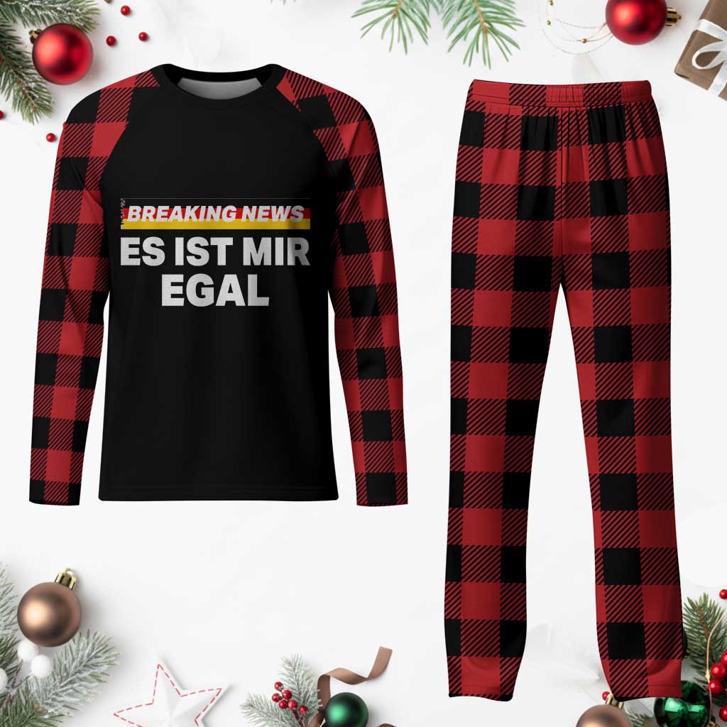 Funny German Saying Plaid Pajama Set Sarcastic Humor Meme Es Ist Mir Egal Germany Flag TS10 Buffalo Plaid Print Your Wear