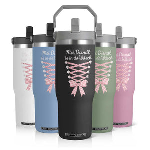 Oktoberfest Dirndl Costume Flip Straw Tumbler Funny German Bavarian Octoberfest Festival TS10 Print Your Wear