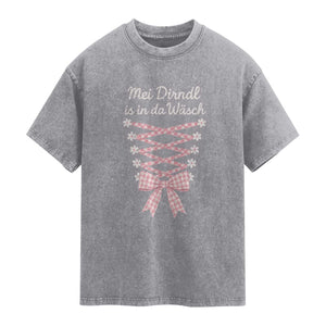 Oktoberfest Dirndl Costume Washed Cotton T-Shirt Funny German Bavarian Octoberfest Festival