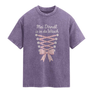 Oktoberfest Dirndl Costume Washed Cotton T-Shirt Funny German Bavarian Octoberfest Festival