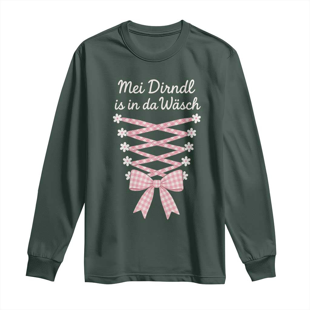 Oktoberfest Dirndl Costume Long Sleeve Shirt Funny German Bavarian Octoberfest Festival TS10 Dark Forest Green Print Your Wear