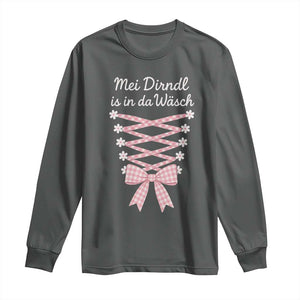 Oktoberfest Dirndl Costume Long Sleeve Shirt Funny German Bavarian Octoberfest Festival TS10 Dark Heather Print Your Wear