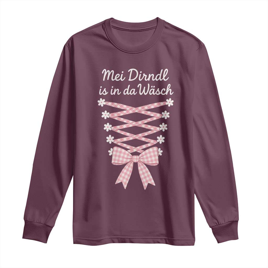 Oktoberfest Dirndl Costume Long Sleeve Shirt Funny German Bavarian Octoberfest Festival TS10 Maroon Print Your Wear