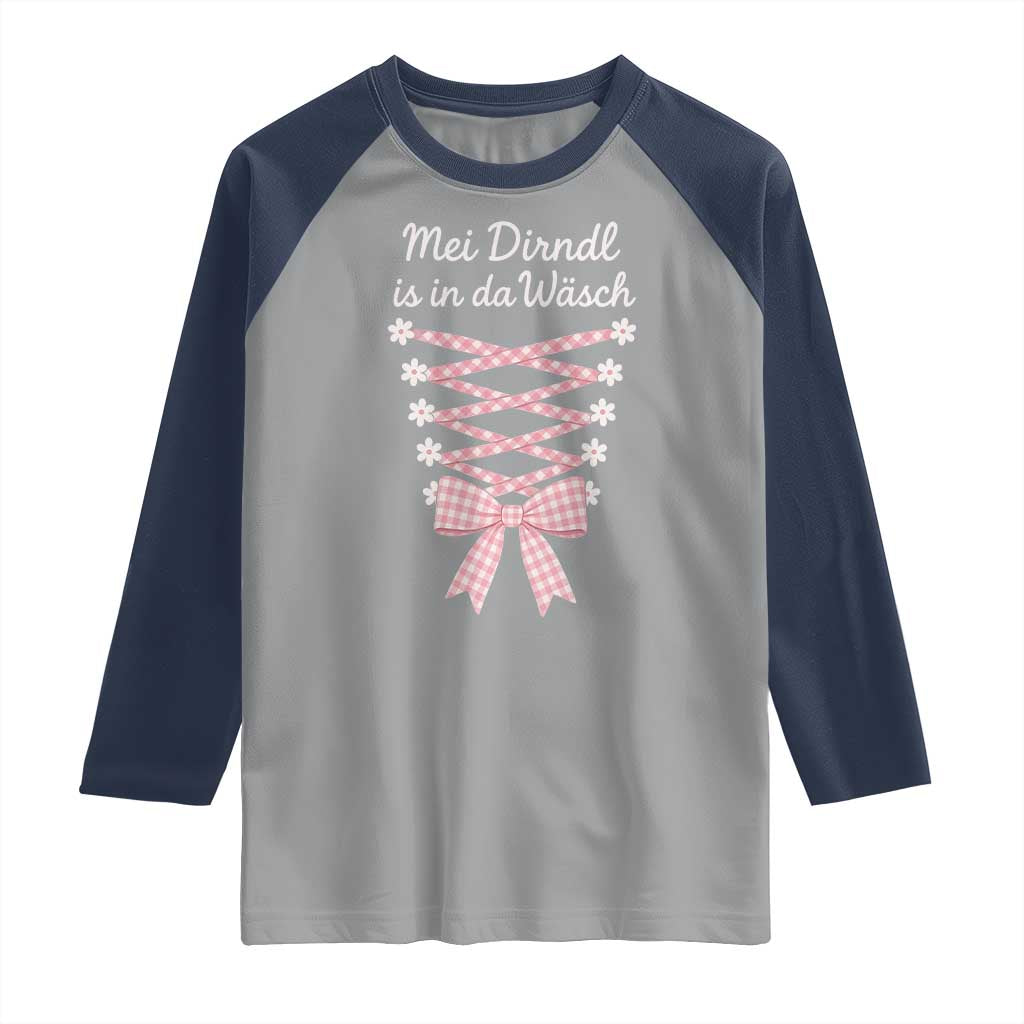 Oktoberfest Dirndl Costume Raglan Shirt Funny German Bavarian Octoberfest Festival TS10 Sport Gray Navy Print Your Wear