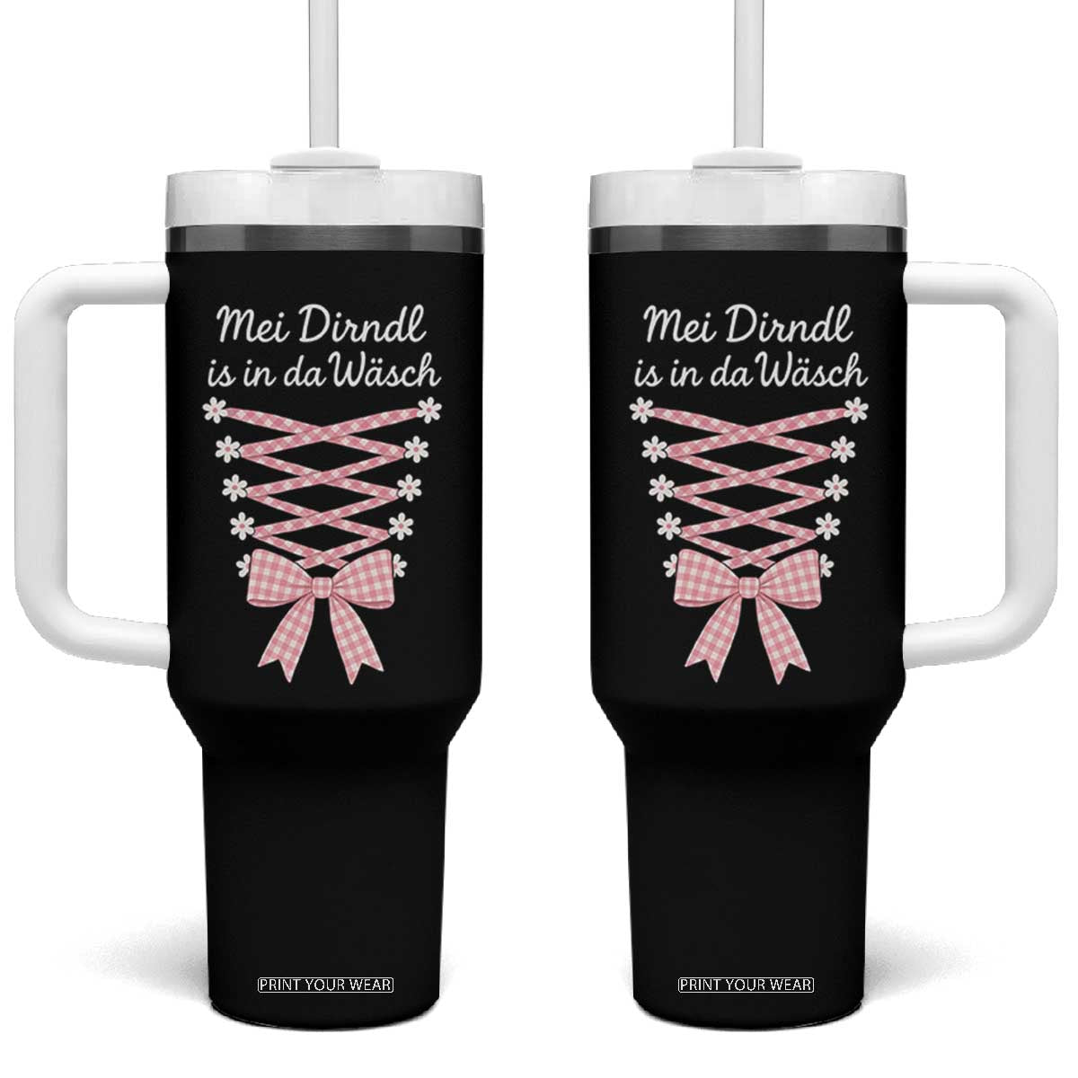 Oktoberfest Dirndl Costume Tumbler With Handle Funny German Bavarian Octoberfest Festival TS10 One Size: 40 oz Black Print Your Wear