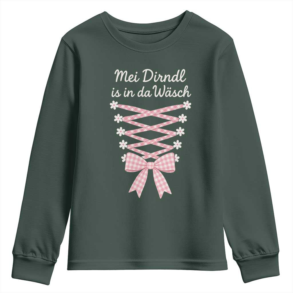 Oktoberfest Dirndl Costume Youth Sweatshirt Funny German Bavarian Octoberfest Festival TS10 Dark Forest Green Print Your Wear