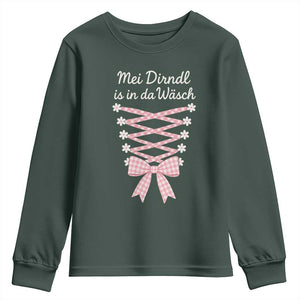 Oktoberfest Dirndl Costume Youth Sweatshirt Funny German Bavarian Octoberfest Festival TS10 Dark Forest Green Print Your Wear