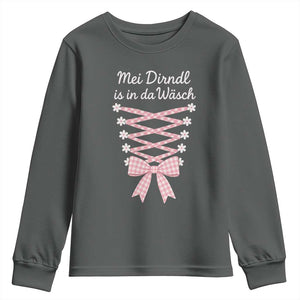 Oktoberfest Dirndl Costume Youth Sweatshirt Funny German Bavarian Octoberfest Festival TS10 Dark Heather Print Your Wear