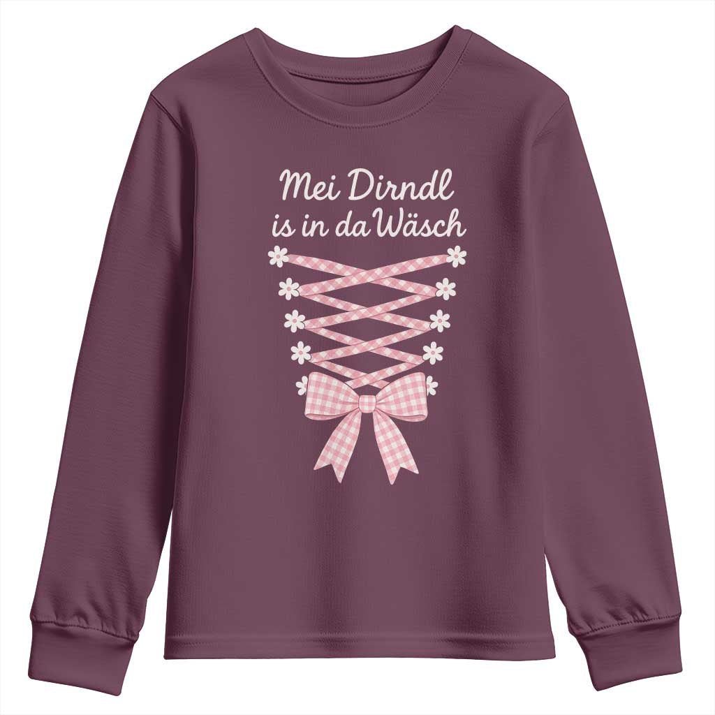 Oktoberfest Dirndl Costume Youth Sweatshirt Funny German Bavarian Octoberfest Festival TS10 Maroon Print Your Wear