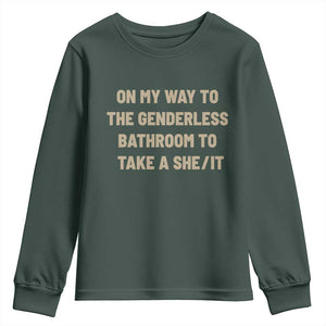 On My Way To The Genderless Bathroom To Take a She/It Youth Sweatshirt