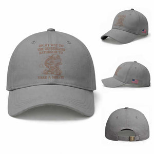On My Way To The Genderless Bathroom To Take a She/It Baseball Cap Funny Frog Graphic