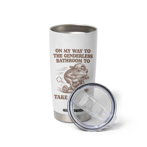 On My Way To The Genderless Bathroom To Take a She/It Tumbler Cup Funny Frog Graphic
